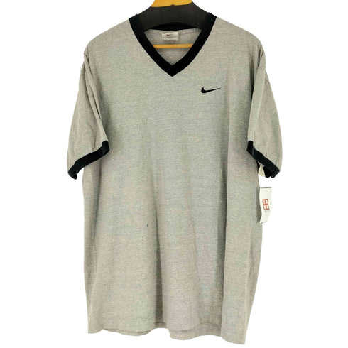 ナイキ NIKE 90S USA製 ワンポイントスウィッシュ S/S VネックリンガーTシャツ メンズ import:L
