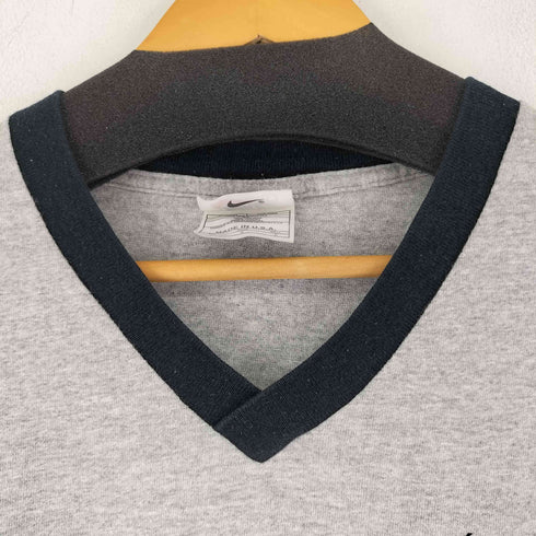 ナイキ NIKE 90S USA製 ワンポイントスウィッシュ S/S VネックリンガーTシャツ メンズ import:L