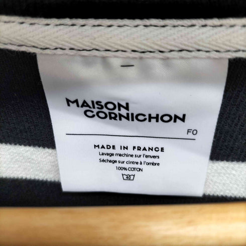 maison cornichon ボートネック ボーダー コットンニット レディース