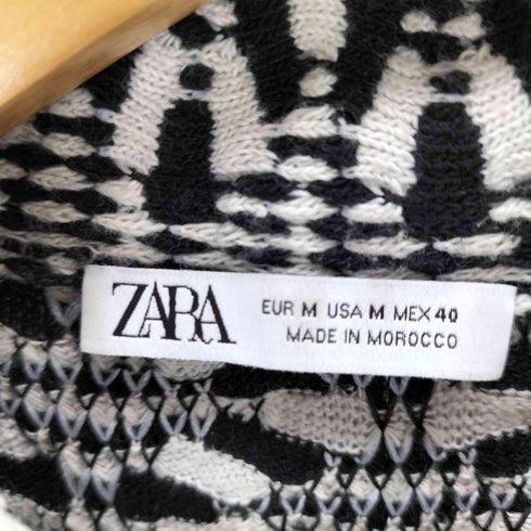 ザラ ZARA ジオメトリック柄ジャガードニットポロシャツ メンズ import:M