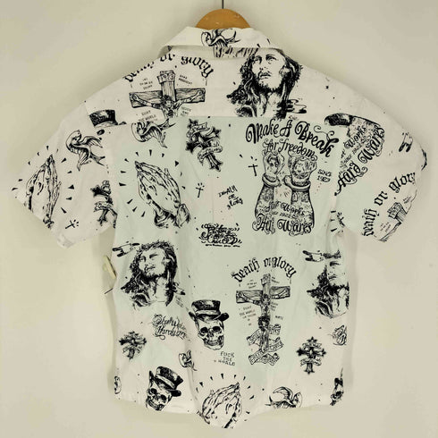 ジャックローズ JACKROSE 総柄 髑髏 ドクロ タトゥー アート グラフィック プリント 開襟 オープンカラー シャツ メンズ JPN:3