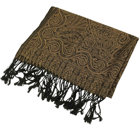 パシュミナ PASHMINA 総柄 フリンジ ストール レディース