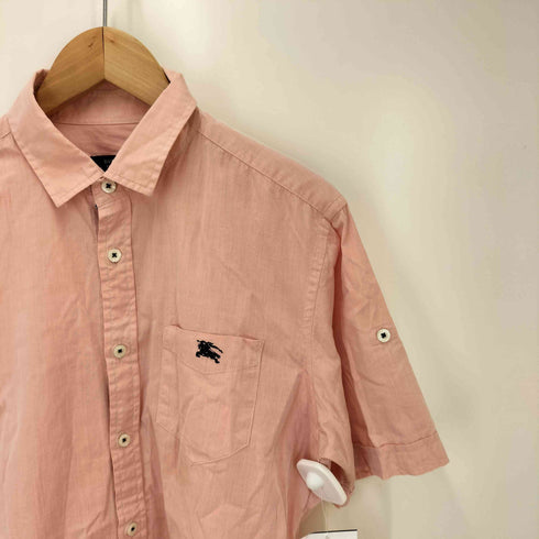 バーバリーブラックレーベル BURBERRY BLACK LABEL ロゴ刺繍 ポケット半袖シャツ メンズ JPN:2