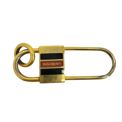 イヴサンローラン Yves Saint Laurent ロゴプリント 南京錠 キーホルダー メンズ