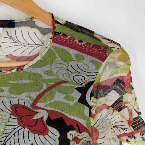 ケンゾージーンズ KENZO JEANS 和柄 花 シースルー カットソー レディース import:M