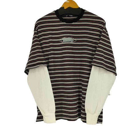 sedagle フロントプリント ボーダーレイヤード Tシャツ メンズ import:L