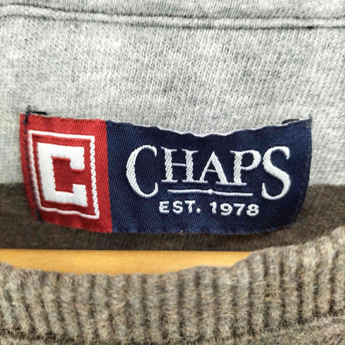 チャップス CHAPS ワンポイント刺繍 ボーダー柄 クルーネック 長袖Tシャツ カットソー メンズ L