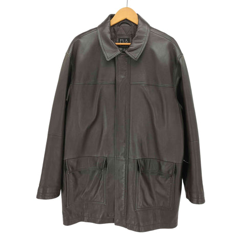 ジョスエーバンク Jos A Bank genuine leather 裏地 キルティング レザー カーコート メンズ import:L