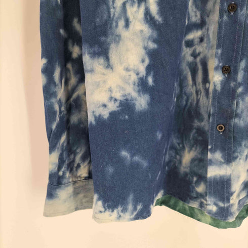 レフラー Leflah 筆記体 ロゴ 刺繍 タイダイ 総柄 シャツ メンズ import:L