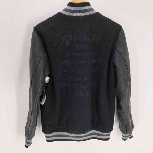 レフラー Leflah カウレザー シボ革 刺繍 ロゴ スタジアム ジャケット スタジャン メンズ import:M