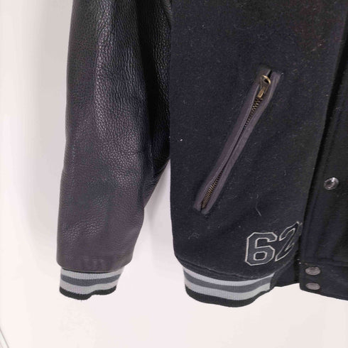 レフラー Leflah カウレザー シボ革 刺繍 ロゴ スタジアム ジャケット スタジャン メンズ import:M