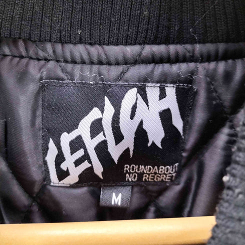 レフラー Leflah カウレザー シボ革 刺繍 ロゴ スタジアム ジャケット スタジャン メンズ import:M