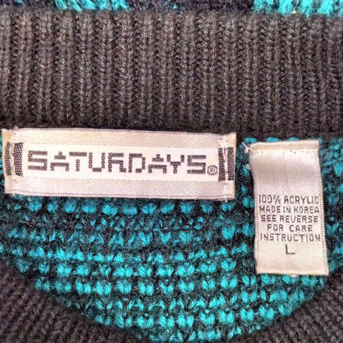 SATURDAYS 80S アクリル 総柄 デザイン ニット メンズ import:L