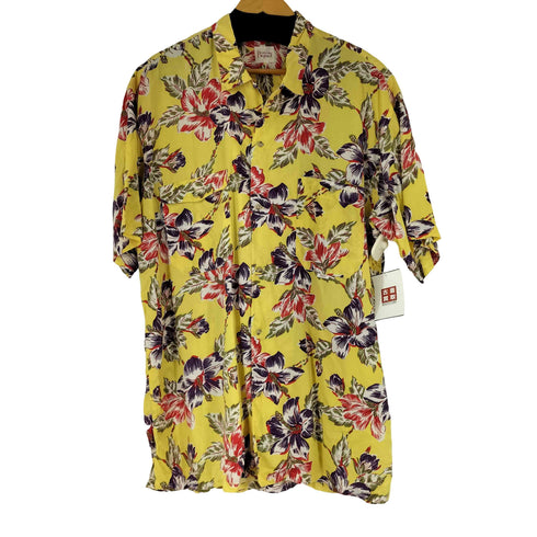 パパス papas レーヨン 花柄 開襟シャツ メンズ JPN:M