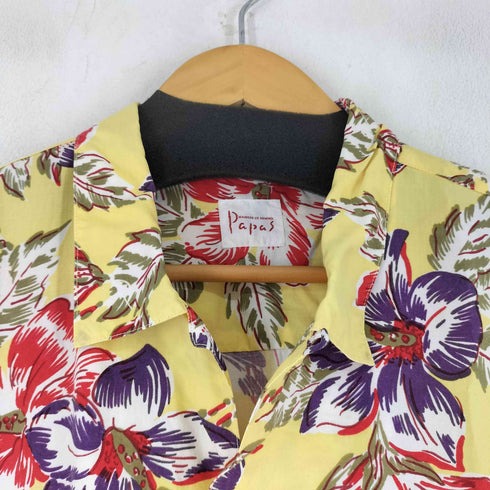 パパス papas レーヨン 花柄 開襟シャツ メンズ JPN:M