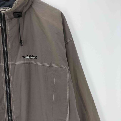 オニール ONEILL 90-00S Y2K ロゴ 刺繍 パッカブルフード ジップアップ ナイロン シェル ジャケット エルボーパッチ メンズ import:XL