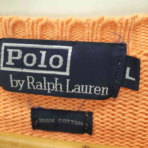 ポロバイラルフローレン Polo by RALPH LAUREN ポニー刺繍 プルオーバー コットン ニット セーター サーモンピンク メンズ import:L