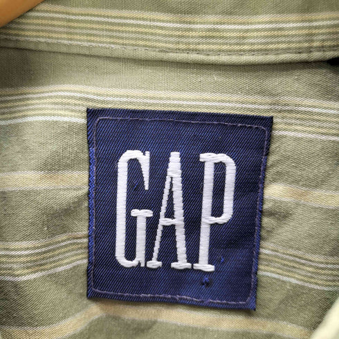 ギャップ Gap 90S OLD デカタグ ストライプ バンドカラー L/S シャツ メンズ