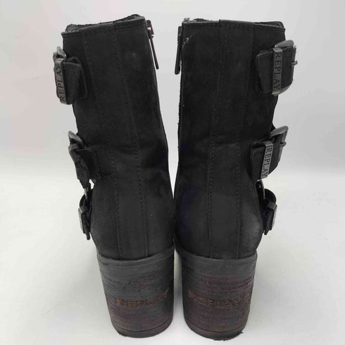 リプレイ REPLAY ポルトガル製 Dorothy Black Leather Ankle Boots ドロシー ブラック レザー アンクル ブーツ レディース 30