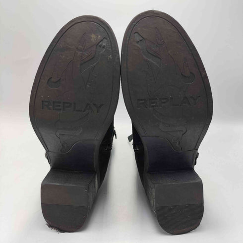 リプレイ REPLAY ポルトガル製 Dorothy Black Leather Ankle Boots ドロシー ブラック レザー アンクル ブーツ レディース 30