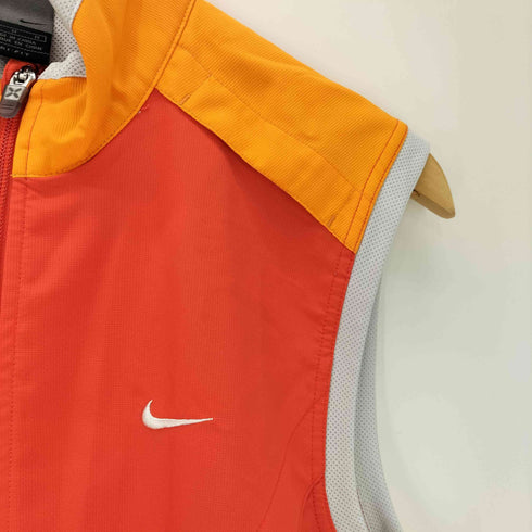 ナイキ NIKE 00S グレータグ DRI-FIT スウッシュ ロゴ 刺繍 バイカラー ナイロン ジップアップ ベスト メンズ import:M