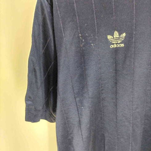 アディダス adidas 90S 万国旗タグ USA製 Vネック ストライプ ゲームシャツ トレフォイルロゴ アーム スリーストライプ メンズ import:M