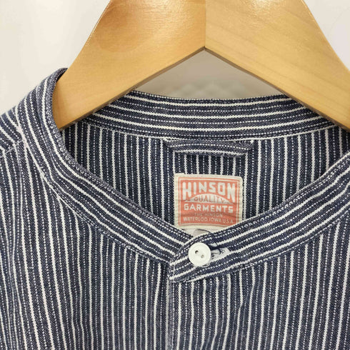 ヒンソン HINSON USA製 バンドカラー ハーフボタン プルオーバーシャツ メンズ L