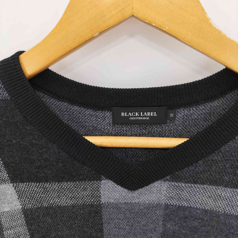 ブラックレーベルクレストブリッジ BLACK LABEL CRESTBRIDGE チェック ウール Vネックニット メンズ M