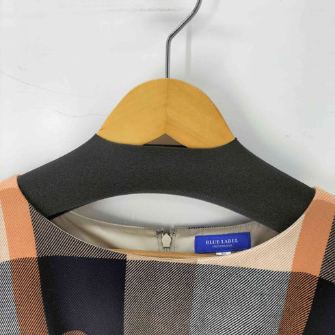 ブルーレーベルクレストブリッジ BLUE LABEL CRESTBRIDGE チェック柄 ウール ベロアウエストリボンワンピース レディース JPN:38