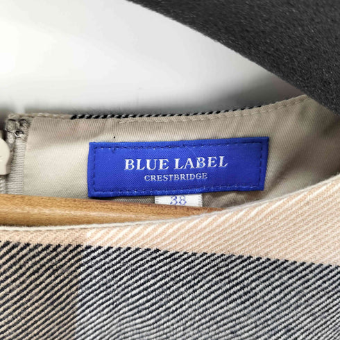 ブルーレーベルクレストブリッジ BLUE LABEL CRESTBRIDGE チェック柄 ウール ベロアウエストリボンワンピース レディース JPN:38