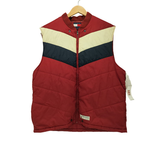 トミージーンズ tommy jeans ロゴ刺繍 マルチカラー ジップアップ 中綿 ベスト メンズ import:XL