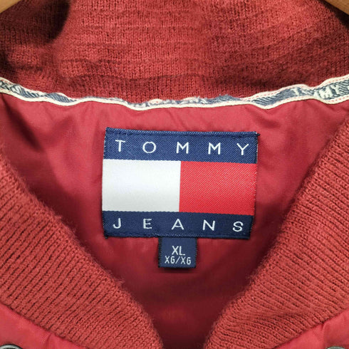 トミージーンズ tommy jeans ロゴ刺繍 マルチカラー ジップアップ 中綿 ベスト メンズ import:XL