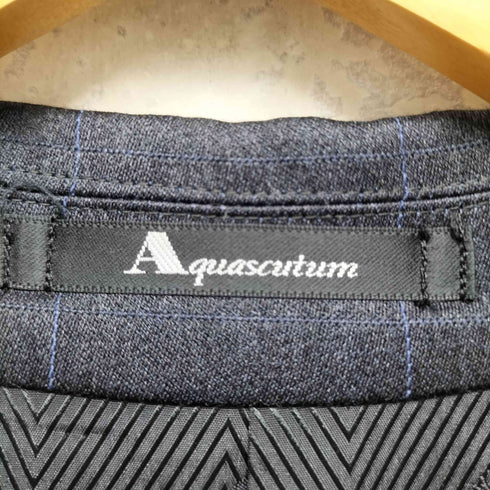 アクアスキュータム AQUASCUTUM 日本製 ウール カシミヤ チェック柄 ステンカラーコート メンズ 42