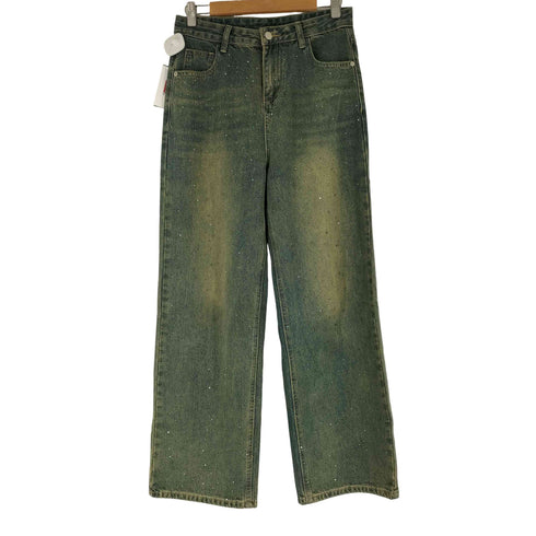 ビジュー ビンテージ加工 ワイドデニムパンツ メンズ JPN:M