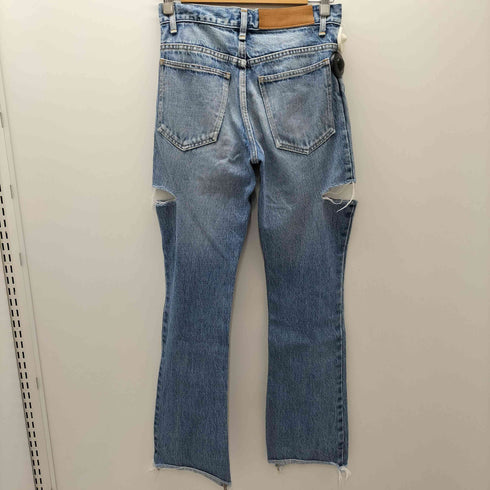アンスクリア INSCRIRE CALF LEATHER カーフレザー パッチ サイドカット ブーツカット フレア デニム パンツ レディース 29