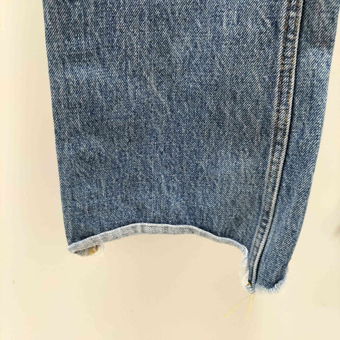 アンスクリア INSCRIRE CALF LEATHER カーフレザー パッチ サイドカット ブーツカット フレア デニム パンツ レディース 29