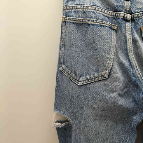 アンスクリア INSCRIRE CALF LEATHER カーフレザー パッチ サイドカット ブーツカット フレア デニム パンツ レディース 29