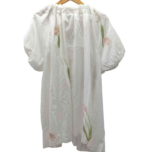 pillings by ryotamurakami バック ボウタイ リボン 花 チューリップ パフスリーブ ワイド ワンピース レディース