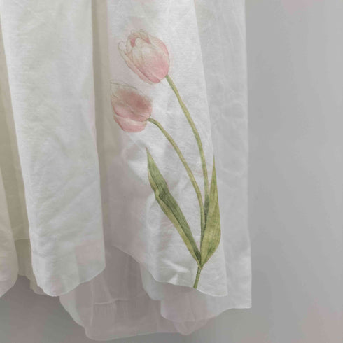 pillings by ryotamurakami バック ボウタイ リボン 花 チューリップ パフスリーブ ワイド ワンピース レディース