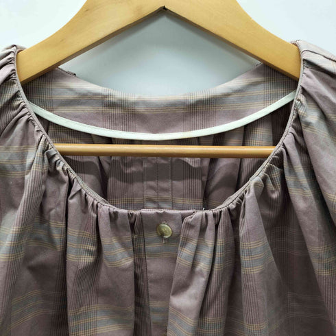 19AW PERMINUTE シャーリング ワイドスリーブ チェック シャツ ワンピース レディース FREE