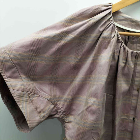 19AW PERMINUTE シャーリング ワイドスリーブ チェック シャツ ワンピース レディース FREE