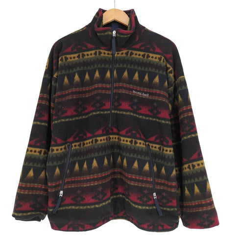 モンベル mont bell WIND STOPPER ネイティブ柄 ハーフジップ フリースプルオーバー メンズ import:M