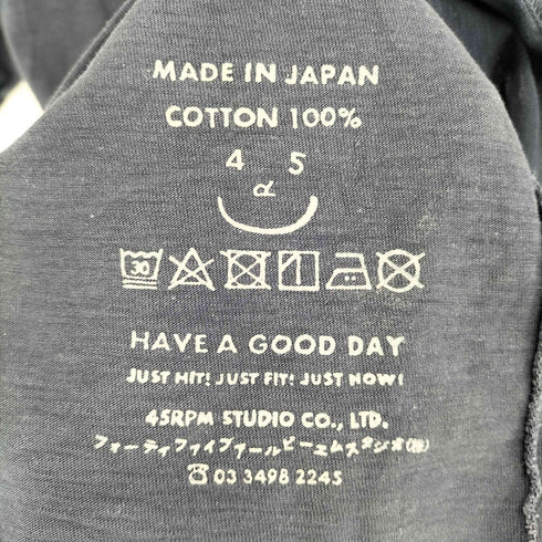 フォーティーファイブアールピーエム 45rpm ワンポイントバック刺繍クルーネックTシャツ レディース