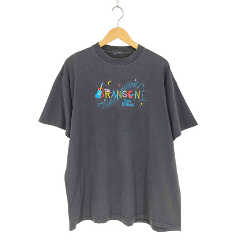 袖裾シングル フロントマルチカラー刺繍クルーネックTシャツ メンズ