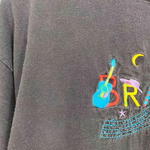 袖裾シングル フロントマルチカラー刺繍クルーネックTシャツ メンズ