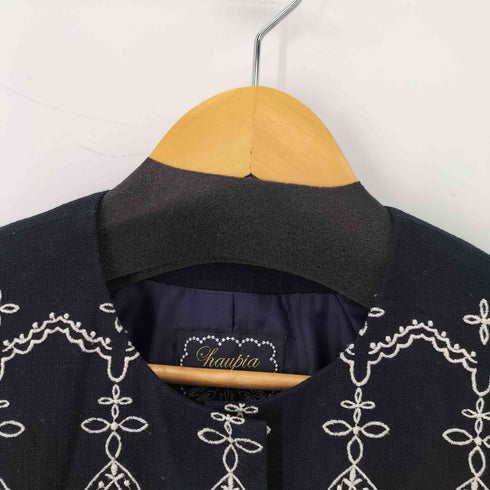 ハウピア haupia ノーカラー刺繍ジャケット レディース JPN:38