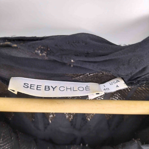 シーバイクロエ SEE BY CHLOE 裾ギャザー ノースリーブ シルク シアーワンピース レディース EUR:40