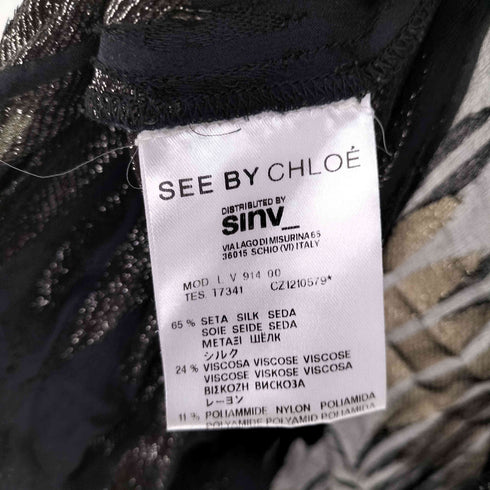 シーバイクロエ SEE BY CHLOE 裾ギャザー ノースリーブ シルク シアーワンピース レディース EUR:40