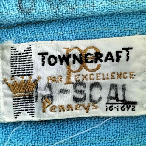 タウンクラフト TOWNCRAFT 60s 70s PAR EXCELLENCEタグ シャドーストライプ レーヨン半袖シャツ メンズ