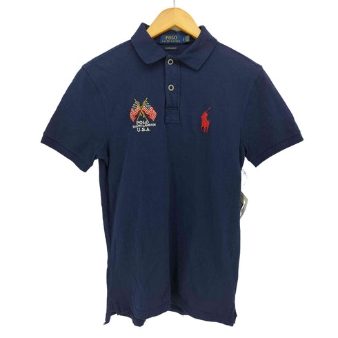 ポロラルフローレン POLO RALPH LAUREN CUSTOM SLIM FIT 星条旗 ポニー刺繍 ポロシャツ メンズ import:S